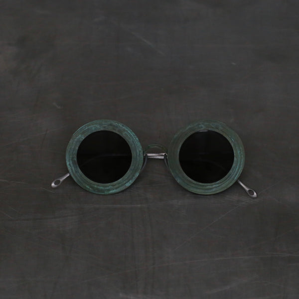 RIGARDS and UMA WANG Collaboration Round Frame Highly Handcrafted Sunglasses RG00UW12 Series RG-RG00UW12-YSSSH Jade Frame with Dark Gray Lenses